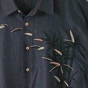 Bamboo Cay charcoal grey shirt with embroidery